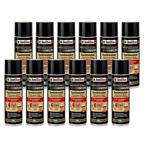 Isolbau Sprühkleber 12 x 500 ml - Extra starker Kleber für Heimwerk & Industrie - Klebe-Spray für Schaumstoff, Holz, Stoff, Leder, Filz uvm Isolbau Sprühkleber 12 x 500 ml - Extra starker Kleber für Heimwerk & Industrie - Klebe-Spray für Schaumstoff, Holz, Stoff, Leder, Filz uvm von Isolbau
