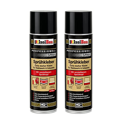 Isolbau Sprühkleber - Extra starker Kleber für Heimwerk & Industrie - Klebe-Spray für Schaumstoff, Holz, Stoff, Leder, Filz uvm - 2 x 500 ml Dose von Isolbau