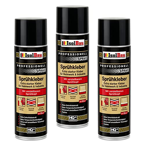 Isolbau Sprühkleber 3 x 500 ml - Extra starker Kleber für Heimwerk & Industrie - Klebe-Spray für Schaumstoff, Holz, Stoff, Leder, Filz uvm Isolbau Sprühkleber 3 x 500 ml - Extra starker Kleber für Heimwerk & Industrie - Klebe-Spray für Schaumstoff, Holz, Stoff, Leder, Filz uvm von Isolbau