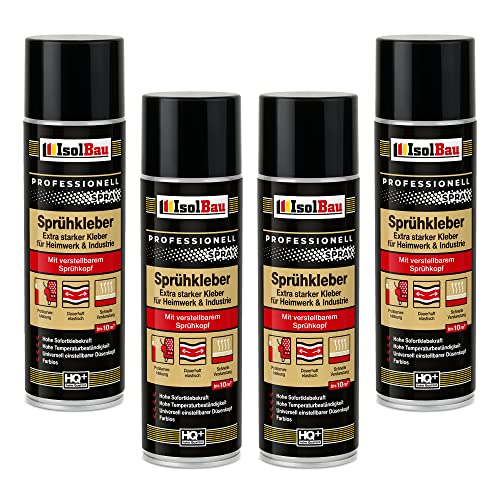 Isolbau Sprühkleber 4 x 500 ml - Extra starker Kleber für Heimwerk & Industrie - Klebe-Spray für Schaumstoff, Holz, Stoff, Leder, Filz uvm Isolbau Sprühkleber 4 x 500 ml - Extra starker Kleber für Heimwerk & Industrie - Klebe-Spray für Schaumstoff, Holz, Stoff, Leder, Filz uvm von Isolbau
