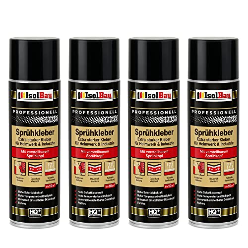 Isolbau Sprühkleber 4 x 500 ml - Extra starker Kleber für Heimwerk & Industrie - Klebe-Spray für Schaumstoff, Holz, Stoff, Leder, Filz uvm Isolbau Sprühkleber 4 x 500 ml - Extra starker Kleber für Heimwerk & Industrie - Klebe-Spray für Schaumstoff, Holz, Stoff, Leder, Filz uvm von Isolbau