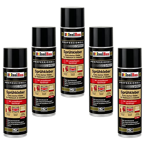 Isolbau Sprühkleber 5 x 500 ml - Extra starker Kleber für Heimwerk & Industrie - Klebe-Spray für Schaumstoff, Holz, Stoff, Leder, Filz uvm Isolbau Sprühkleber 5 x 500 ml - Extra starker Kleber für Heimwerk & Industrie - Klebe-Spray für Schaumstoff, Holz, Stoff, Leder, Filz uvm von Isolbau