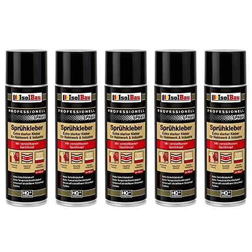 Isolbau Sprühkleber 5 x 500 ml - Extra starker Kleber für Heimwerk & Industrie - Klebe-Spray für Schaumstoff, Holz, Stoff, Leder, Filz uvm Isolbau Sprühkleber 5 x 500 ml - Extra starker Kleber für Heimwerk & Industrie - Klebe-Spray für Schaumstoff, Holz, Stoff, Leder, Filz uvm von Isolbau