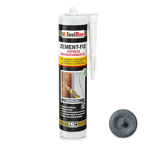 Isolbau Zement-Fix 1 x 300 ml Dunkelgrau Express Reperaturmörtel - Dichtungsmasse für Fugen & Risse im Innen- & Außenbereich, Kartusche von Isolbau