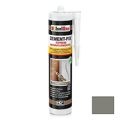 Isolbau Zement-Fix 1 x 300 ml Zementgrau Express Reperaturmörtel - Dichtungsmasse für Fugen & Risse im Innen- & Außenbereich, Kartusche von Isolbau