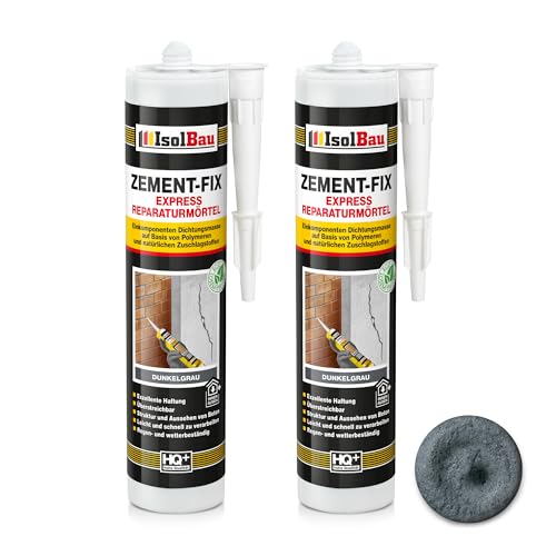 Isolbau Zement-Fix 2 x 300 ml Dunkelgrau Express Reperaturmörtel - Dichtungsmasse für Fugen & Risse im Innen- & Außenbereich, Kartusche Isolbau Zement-Fix 2 x 300 ml Dunkelgrau Express Reperaturmörtel - Dichtungsmasse für Fugen & Risse im Innen- & Außenbereich, Kartusche von Isolbau