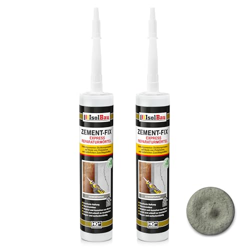 Isolbau Zement-Fix 2 x 300 ml Zementgrau Express Reperaturmörtel - Dichtungsmasse für Fugen & Risse im Innen- & Außenbereich, Kartusche Isolbau Zement-Fix 2 x 300 ml Zementgrau Express Reperaturmörtel - Dichtungsmasse für Fugen & Risse im Innen- & Außenbereich, Kartusche von Isolbau