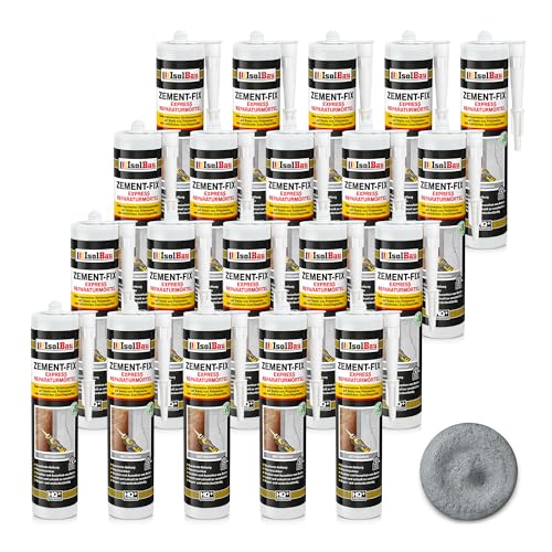 Isolbau Zement-Fix 20 x 300 ml Betongrau Express Reperaturmörtel - Dichtungsmasse für Fugen & Risse im Innen- & Außenbereich, Kartusche Isolbau Zement-Fix 20 x 300 ml Betongrau Express Reperaturmörtel - Dichtungsmasse für Fugen & Risse im Innen- & Außenbereich, Kartusche von Isolbau