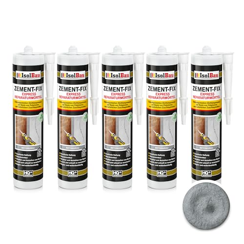 Isolbau Zement-Fix 5 x 300 ml Betongrau Express Reperaturmörtel - Dichtungsmasse für Fugen & Risse im Innen- & Außenbereich, Kartusche Isolbau Zement-Fix 5 x 300 ml Betongrau Express Reperaturmörtel - Dichtungsmasse für Fugen & Risse im Innen- & Außenbereich, Kartusche von Isolbau