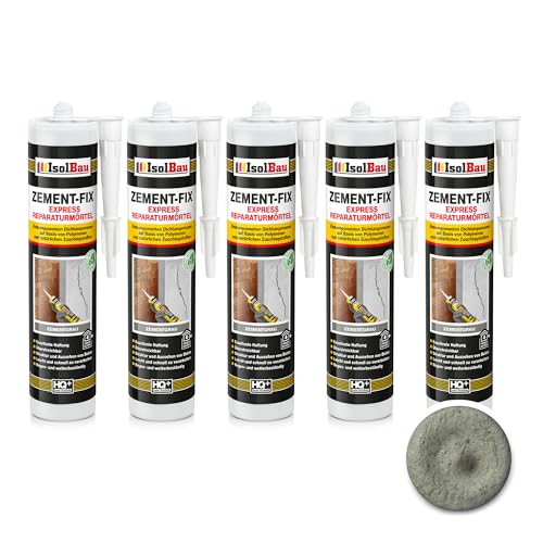 Isolbau Zement-Fix 5 x 300 ml Zementgrau Express Reperaturmörtel - Dichtungsmasse für Fugen & Risse im Innen- & Außenbereich, Kartusche Isolbau Zement-Fix 5 x 300 ml Zementgrau Express Reperaturmörtel - Dichtungsmasse für Fugen & Risse im Innen- & Außenbereich, Kartusche von Isolbau