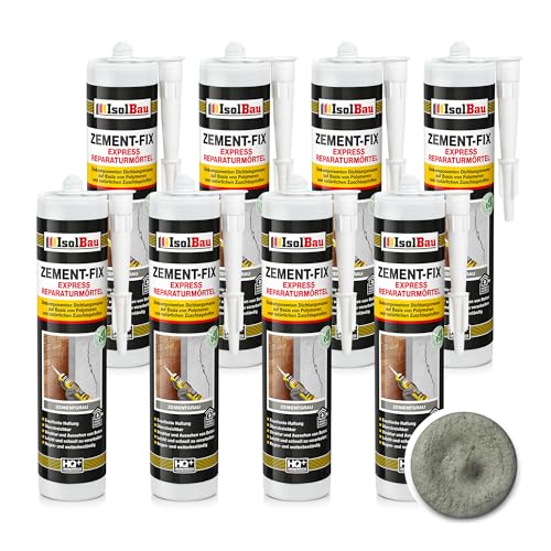 Isolbau Zement-Fix 8 x 300 ml Zementgrau Express Reperaturmörtel - Dichtungsmasse für Fugen & Risse im Innen- & Außenbereich, Kartusche Isolbau Zement-Fix 8 x 300 ml Zementgrau Express Reperaturmörtel - Dichtungsmasse für Fugen & Risse im Innen- & Außenbereich, Kartusche von Isolbau