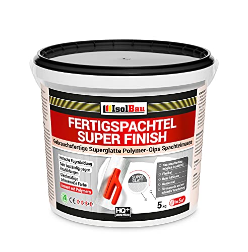 Isolbau Fertigspachtel Super Finish Q4 - Gebrauchsfertige, superglatte Polymer-Gips Fertig-Spachtelmasse für innen - 5 kg Eimer, Weiß von Isolbau