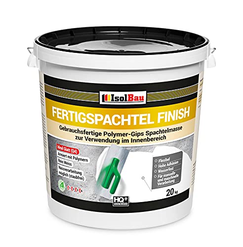 Isolbau Fertigspachtel Finish 20 kg, Glättspachtel Fugenspachtel, Gebrauchsfertige Polymer-Gips Fertig-Spachtelmasse für innen, Weiß Q1-Q8 von Isolbau