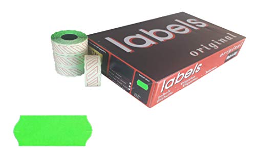 48.600 Permanent Grüns Fluoreszierende 26 x 12 mm Gewellte Etiketten für 1 Zeilig-Preisauszeichner - 36 Etikettenrollen von Ispa Rotoli