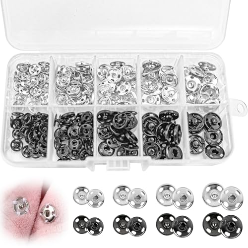 100Sätze Druckknöpfe zum Annähen, Druckknöpfe Schwarz Silber Druckknöpfe Metall mit Transparentbox, für Geldbörse Handtasche Kleidung Nähen Handwerk DIY Lieferung, 0.75cm, 0.85cm, 1cm, 1.2cm 100Sätze Druckknöpfe zum Annähen, Druckknöpfe Schwarz Silber Druckknöpfe Metall mit Transparentbox, für Geldbörse Handtasche Kleidung Nähen Handwerk DIY Lieferung, 0.75cm, 0.85cm, 1cm, 1.2cm von Issimober
