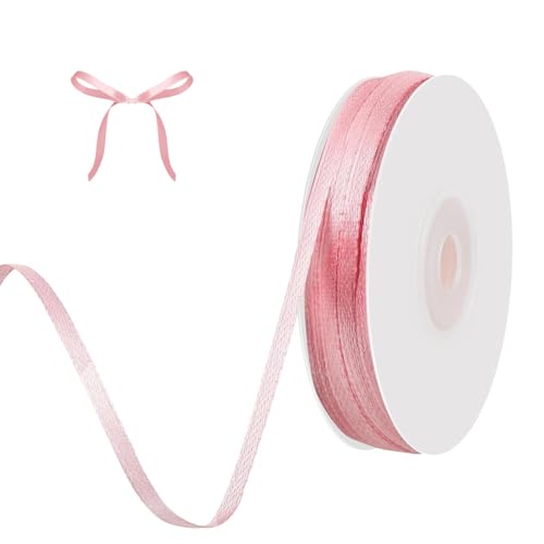 91 m Schleifenband, 3 mm Satinband Geschenkband, Band Eukalyptus Dekoband für Basteln Geschenkverpackung Geburtstag Hochzeit Deko (Rosa) von Issimober
