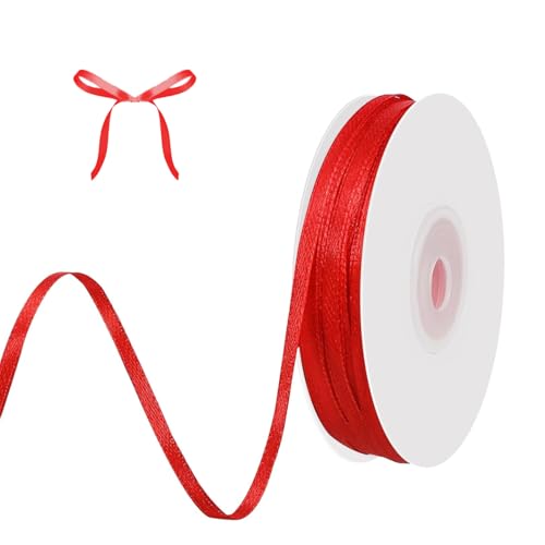 91 m Schleifenband, 3 mm Satinband Geschenkband, Band Eukalyptus Dekoband für Basteln Geschenkverpackung Geburtstag Hochzeit Deko (Rot) von Issimober