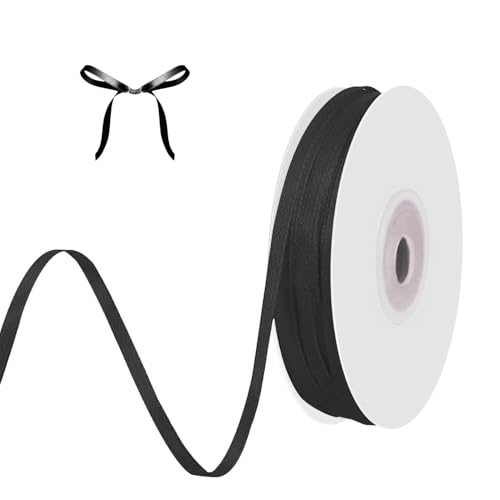 91 m Schleifenband, 3 mm Satinband Geschenkband, Band Eukalyptus Dekoband für Basteln Geschenkverpackung Geburtstag Hochzeit Deko (Schwarz) von Issimober