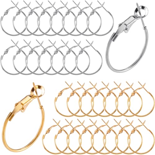 Isslly Ohrring-Creolen für Schmuckherstellung, hypoallergene Legierung, klassische offene Perlenohrringschlaufe für Damen, rundes Ohrringzubehör für Bastelarbeiten, Hochzeit, Gold, Silber, 32 Stück Isslly Ohrring-Creolen für Schmuckherstellung, hypoallergene Legierung, klassische offene Perlenohrringschlaufe für Damen, rundes Ohrringzubehör für Bastelarbeiten, Hochzeit, Gold, Silber, 32 Stück von Isslly