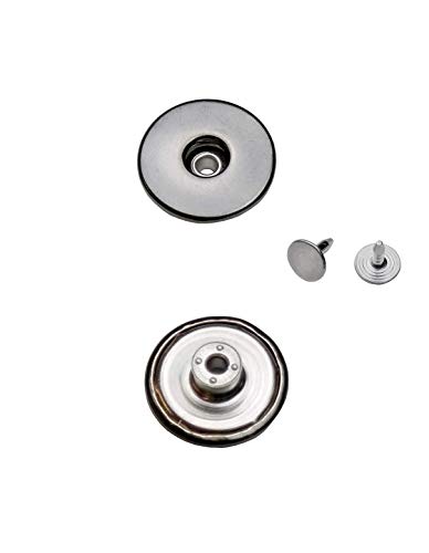 Jeansknöpfe Metallknopfe mit beweglichem Sockel ★ Rostfrei ★ in 14mm, 17mm und 20mm zur Auswahl (10 Stk. mit Nieten, 14mm Schwarz nickel-frei) von Ista Tools
