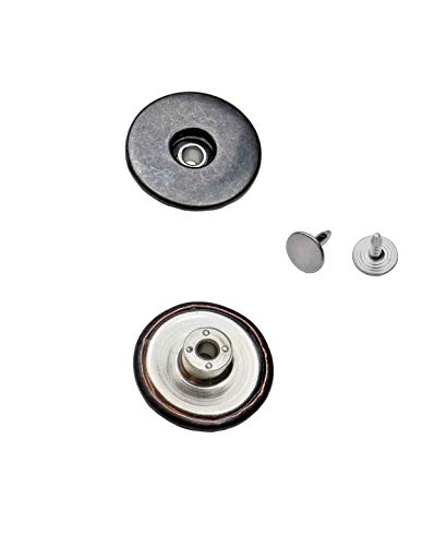 Jeansknöpfe Metallknopfe mit beweglichem Sockel ★ Rostfrei ★ in 14mm, 17mm und 20mm zur Auswahl (10 Stk. mit Nieten, 20mm Schwarz oxidiert) von Ista Tools