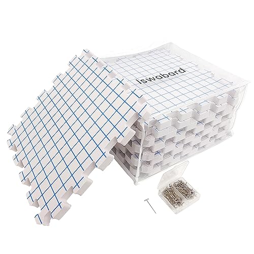Iswabard Blockiermatten für Strick- und Häkelprojekte, 9 Stück, Dicke 1,8 cm, 150 T-Pins und 1 Aufbewahrungstasche, Blockierbrett zum Häkeln, Stricken, Blockieren von Matten und Nadeln Iswabard Blockiermatten für Strick- und Häkelprojekte, 9 Stück, Dicke 1,8 cm, 150 T-Pins und 1 Aufbewahrungstasche, Blockierbrett zum Häkeln, Stricken, Blockieren von Matten und Nadeln von Iswabard