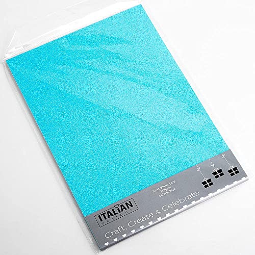 Glitzer-Karton, A4, 250 g/m², kein Schuppen, hellblau, 10 Blatt von Italian Options