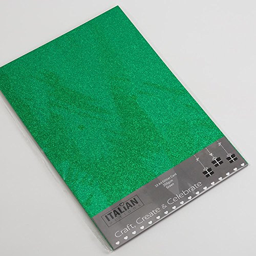 Italian Options 250 g/m² fusselfreies Glitzer-Karton-Bastelpapier, 10 Blatt, A4-Größe, Grün Italian Options 250 g/m² fusselfreies Glitzer-Karton-Bastelpapier, 10 Blatt, A4-Größe, Grün von Italian Options
