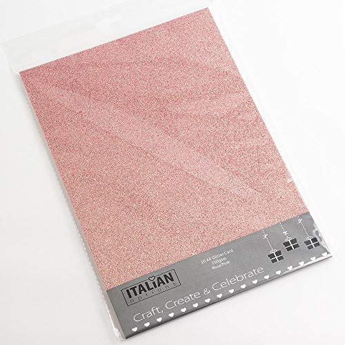 Italian Options 250 g/m² fusselfreies Glitzer-Karton-Bastelpapier, 10 Blatt, A4-Größe, Rosa von Italian Options