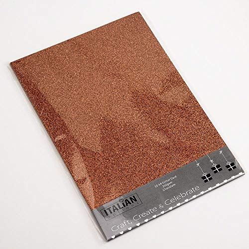 Italian Options 250 g/m² fusselfreies Glitzer-Karton-Bastelpapier, 10 Blatt, A4-Größe, Schokoladenbraun von Italian Options