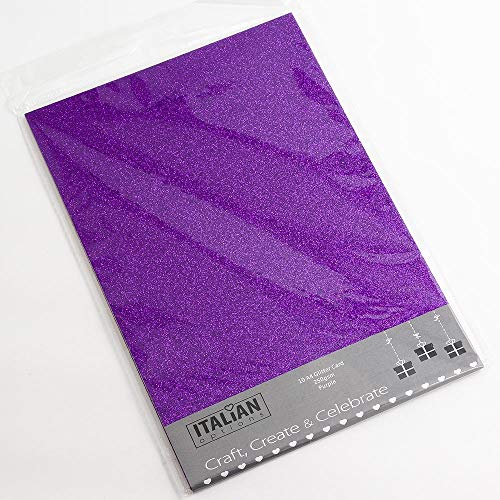 Italian Options 250 g/m² fusselfreies Glitzer-Karton-Bastelpapier, 10 Blatt, A4-Größe, Violett von Italian Options