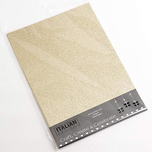Italian Options 250 g/m² fusselfreies Glitzer-Karton-Bastelpapier, 10 Blatt, A4-Größe, champagnerfarben von Italian Options