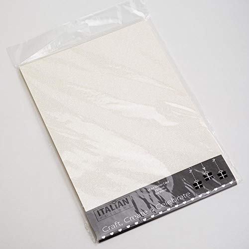 Italian Options 250 g/m² fusselfreies Glitzer-Karton-Bastelpapier, 10 Blatt, A4-Größe, eisweiß von Italian Options