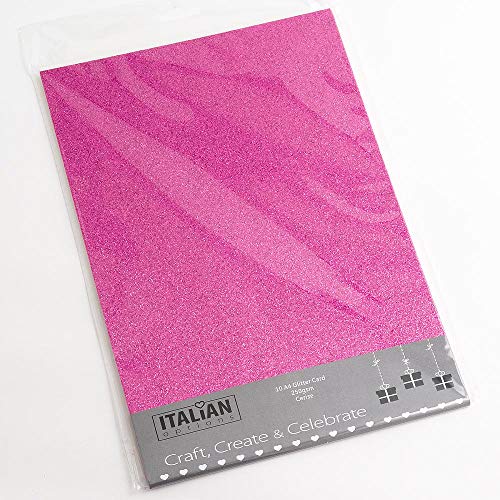 Italian Options 250 g/m² fusselfreies Glitzer-Karton-Bastelpapier, 10 Blatt, A4-Größe, kirschrot von Italian Options