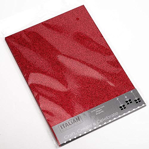 Italian Options 250 g/m² fusselfreies Glitzer-Karton-Bastelpapier, 10 Blatt, A4-Größe, Burgunderrot Italian Options 250 g/m² fusselfreies Glitzer-Karton-Bastelpapier, 10 Blatt, A4-Größe, Burgunderrot von Italian Options