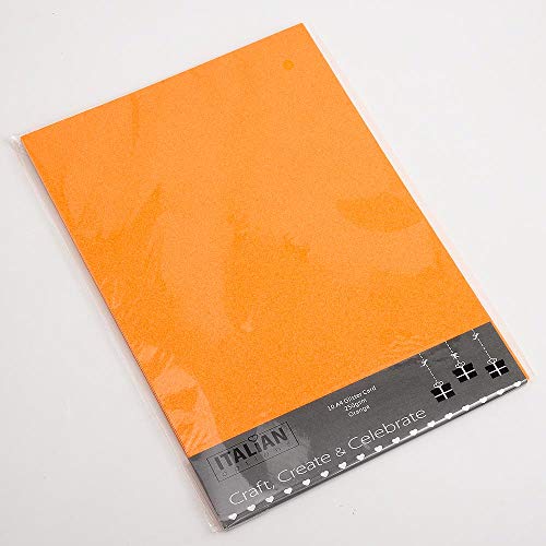 Italian Options 250 g/m² fusselfreies Glitzer-Karton-Bastelpapier, 10 Blatt, A4-Größe, Orange von Italian Options