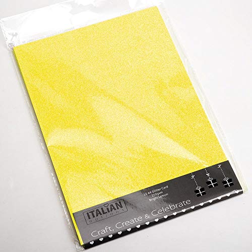 Italian Options 250 g/m² fusselfreies Glitzer-Karton-Bastelpapier, 10 Blatt, A4-Größe, helles Zitronengelb Italian Options 250 g/m² fusselfreies Glitzer-Karton-Bastelpapier, 10 Blatt, A4-Größe, helles Zitronengelb von Italian Options
