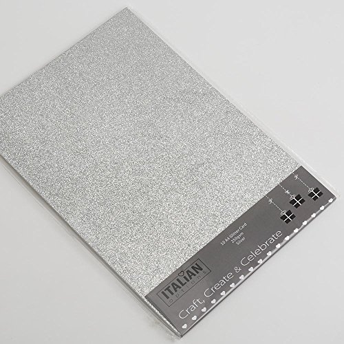 Italian Options 250 g/m² fusselfreies Glitzer-Karton-Bastelpapier, 10 Blatt, A4-Größe, silberfarben Italian Options 250 g/m² fusselfreies Glitzer-Karton-Bastelpapier, 10 Blatt, A4-Größe, silberfarben von Italian Options