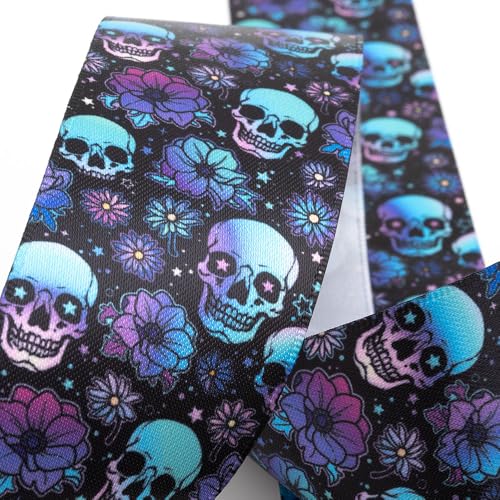 Italian Options Halloween-Band mit Totenkopf-Köpfen und Blumen, 38 mm x 5 m, schwarzer Satin Italian Options Halloween-Band mit Totenkopf-Köpfen und Blumen, 38 mm x 5 m, schwarzer Satin von Italian Options