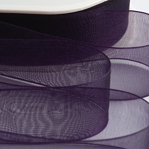 Italian Options Organza-Chiffonband, 15 mm x 20 m Rolle, auberginefarben von Italian Options