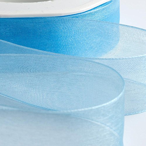 Italian Options Organza-Chiffonband, 38 mm x 20 m Rolle, Blau von Italian Options