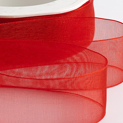 Italian Options Organza-Chiffonband, 38 mm x 20 m Rolle, Rot von Italian Options