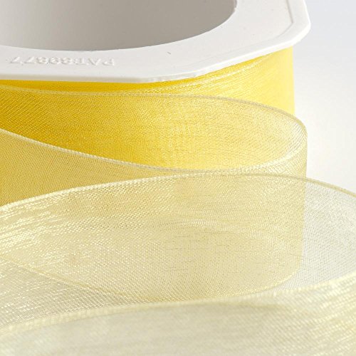 Italian Options Organza-Chiffonband, 38 mm x 20 m Rolle, Zitronengelb von Italian Options