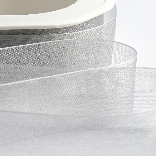 Italian Options Organza-Chiffonband, 38 mm x 20 m Rolle, silberfarben von Italian Options