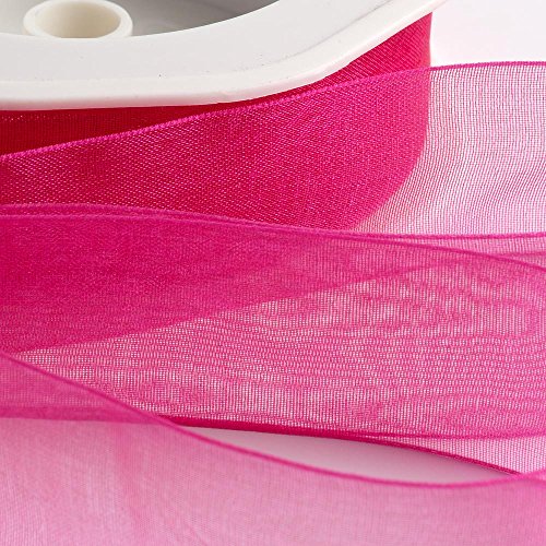 Italian Options Organza-Chiffonband, 7 mm x 50 m Rolle, Azalee Pink von Italian Options