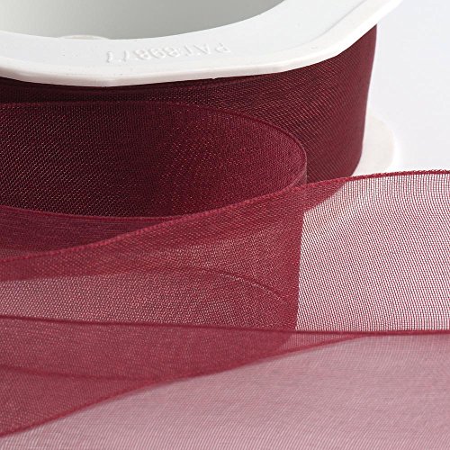 Italian Options Organza-Chiffonband, 7 mm x 50 m Rolle, Bordeaux von Italian Options