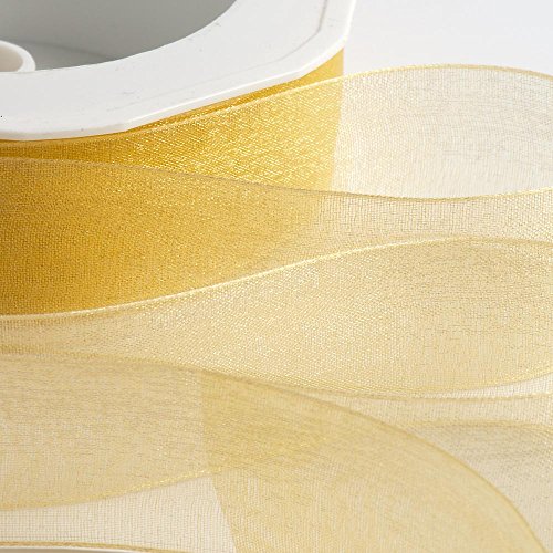 Italian Options Organza-Chiffonband, 7 mm x 50 m Rolle, goldfarben von Italian Options