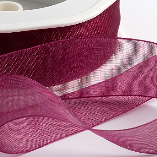 Italian Options Organza-Chiffonband, 25 mm x 20 m Rolle, dunkle Himbeere von Italian Options