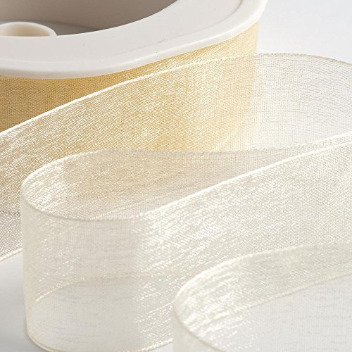 Italian Options Organza-Chiffonband, 38 mm x 20 m Rolle, cremefarben von Italian Options