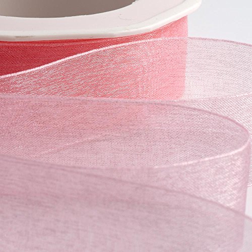 Organza-Band mit gewebtem Rand, 15 mm x 20 m (alle Farben) rose von Italian Options